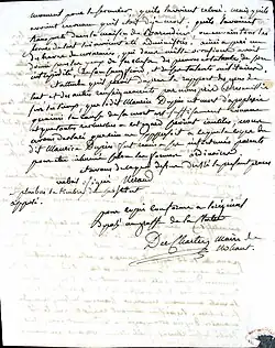 Procès-verbal du décès de Maurice Dupin. L'acte est rédigé par François Deschartres, maire de Nohant.Deuxième page du document.