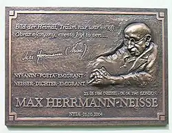 Plaque Max Herrmann-Neisse à Neisse