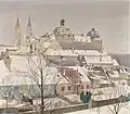 Max Kahrer, Vue de l'abbaye de Klosterneuburg en hiver, 1924.