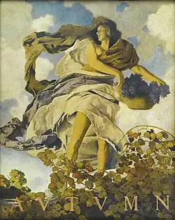 Illustration (1905) de Maxfield Parrish pour le poème de Keats : Ode à l'automne.