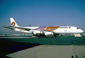 McDonnell Douglas DC-8d'Hawaiian en 1989.