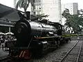 Préservée, la locomotive à vapeur, à la station de Medellín.