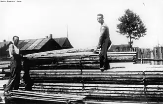 Entrainement des pionniers au travail en scierie (1933)