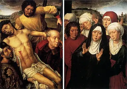 Hans Memling, 1475, DiptyqueLa Descente de la Croix et Les Pleurs des Saintes FemmesChapelle royale de Grenade