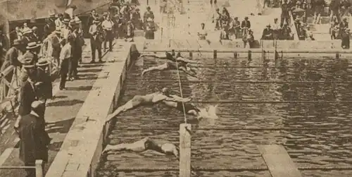 Photographie noir et blanc : 5 hommes plongeant