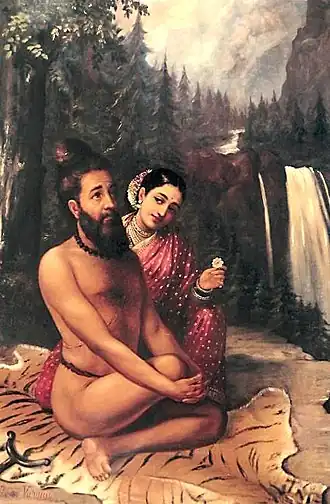 Menaka séduisant Vishvamitra (Peinture par Raja Ravi Varma)