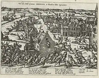 Description de l'image Menen veroverd door de Malcontenten, 1578.JPG.