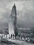 Auguste Mayer : Menhir près de Plounéour-Trez (dessin publié en 1845-1846)