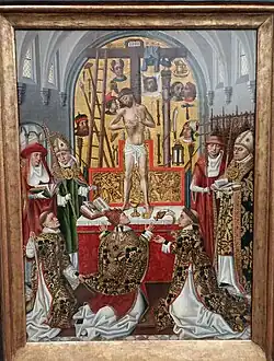 Messe de saint Grégoire, vers 1500, peintre anonyme actif vers Bruxelles, huile sur panneau, musée Groeninge de Bruges