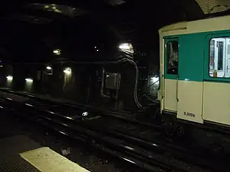 TIV de chantier placé sur la voie : limitation à 30&nbsp;km/h en raison de travaux.