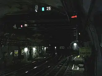 Aiguillage permettant de diriger les trains sur chaque branche, au nord de la ligne.