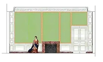 Restitution de la paroi nord de l'antichambre de la princesse de Conti à Meudon, vers 1702.