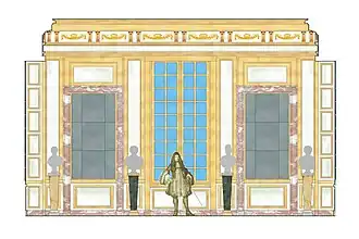 Restitution de la paroi ouest du Cabinet du milieu de la Galerie de Meudon, vers 1690-1700.