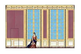 Restitution de la paroi est de la chambre de Mme de Maintenon à Meudon, vers 1702.