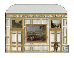 Essai de restitution de la paroi sud de la salle à manger de Meudon, aile des marronniers, XVIIIe.