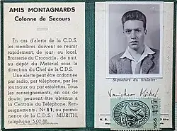 Carte de colonne de secours de 1956.