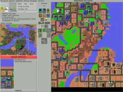 Carte du monde à droite, et interface d'un logiciel de couleur grise à gauche.