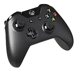 Une manette de jeu d'une Xbox utilisée sur les dernières générations de consoles depuis la version One.