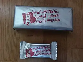 Biscuits militaires emballage standard et petit emballage