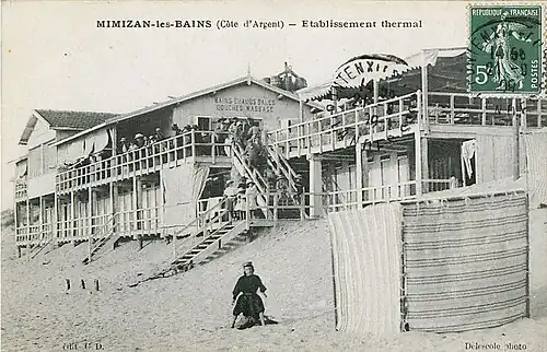 Établissement thermal sur la plage Nord de Mimizan de 1904 à 1922.