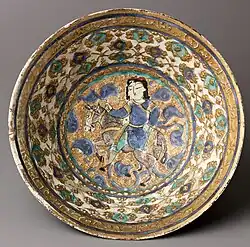 Mina'i Bowl with horserider, early 13th century, Iran.