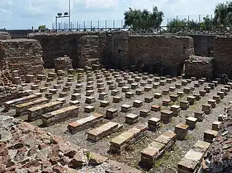 Hypocauste dans le tepidarium des thermes.