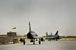 Mirage 2000D sur l'aéroport international de Kandahar le 15 juin 2012.