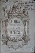 Partition de Mireille (1864), dédicacée à Ismaël par Gounod