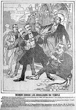 Devant la cathédrale, Montfeuillard est assis en compagne de Mirman et Montebello,