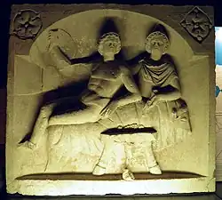 Le banquet de Mithra et de Sol, bas-relief de Ladenburg, v. 130. Logdenbau Museum.