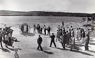 François Mitterrand inaugure le barrage de Laprade-Basse (1985).