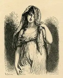 Juliette Récamier par E. Moreau d'après Richard Cosway, XIXe&nbsp;siècle, gravure.