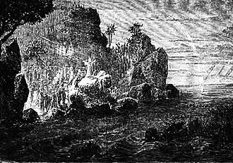 Acte du Moïse de Rossini, avec simulation d'un arc-en-ciel.