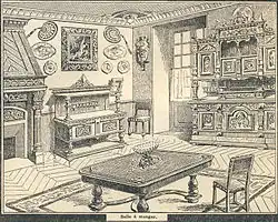 Illustration de salle à manger dans le Larousse illustré (vers 1905).