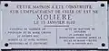 No 96 : plaque marquant l'emplacement de la maison natale de Molière.