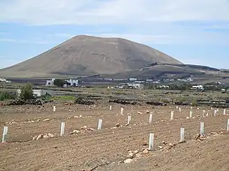 Vue de la Montaña Tamia depuis le village Tao vers Teguise.