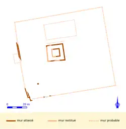 Plan en couleurs d'un édifice antique