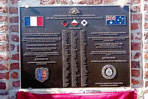 Plaque commémorative inaugurée ce jour-là.