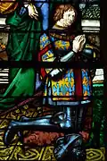 Vitrail n° 3, détail : Anne de Montmorency en tant que jeune homme, priant.