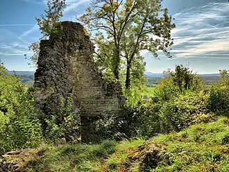 Ruine du donjon de l'ancien château.