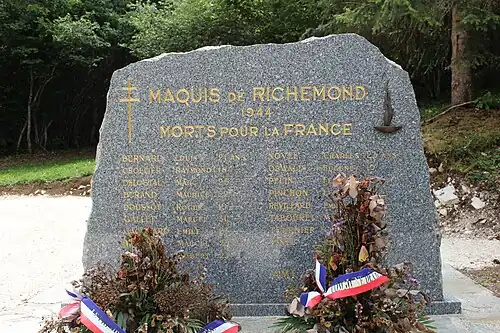 Stèle du maquis de Richemond.