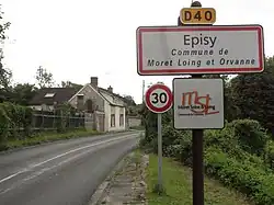 Panneau d'entrée d'Épisy, commune de Moret Loing et Orvanne