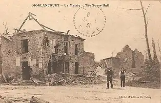 Le village en ruines en 1919.