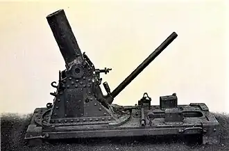 Mortier de 75&nbsp;mm T modèle 1915 (photographie Schneider de 1917).