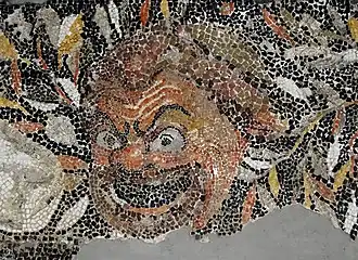 Mosaïque représentant un masque de comédie.