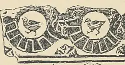 Détail de la bordure d'une mosaïque avec des oiseaux