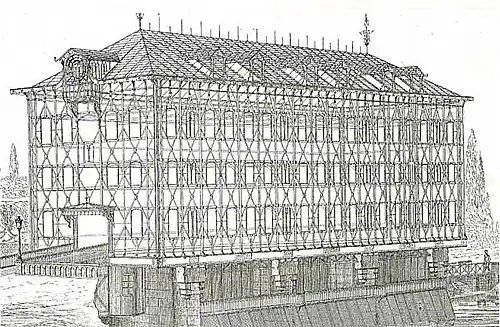 Schéma de l'armature métallique du moulin