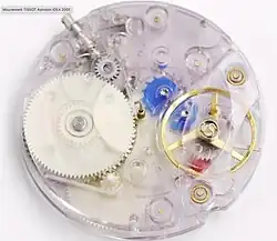 intérieur d'une montre suisse en plastique