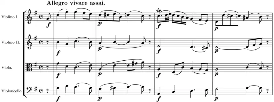 Extrait du premier mouvement de ce quatuor