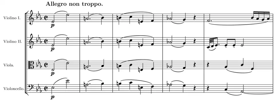 Extrait du premier mouvement de ce quatuor